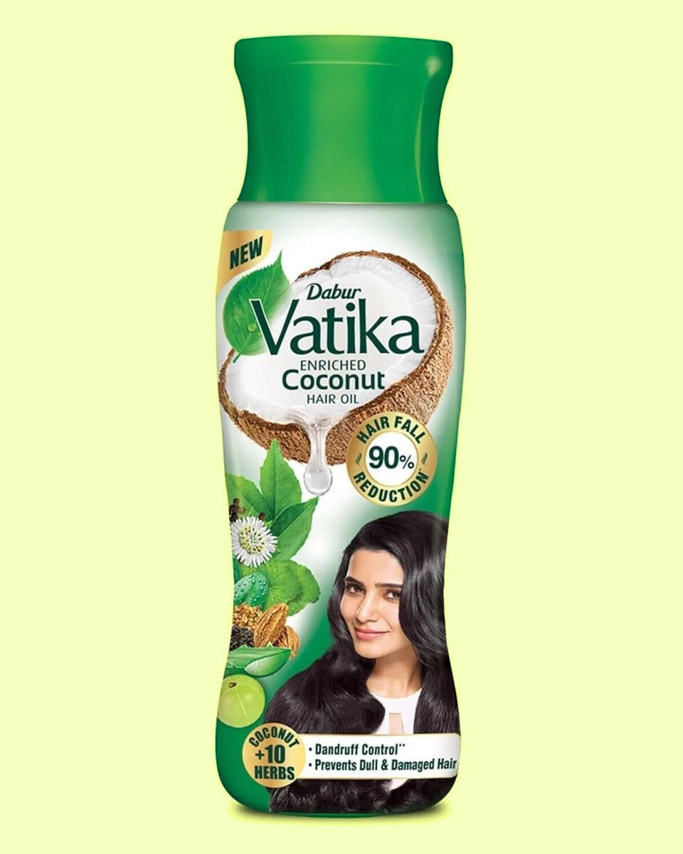 Dabur Vatika Enriched Coconut Hair Oil-INDIA- with 10 Vital Herbs - Control Hair Fall & Dandruff-145ML