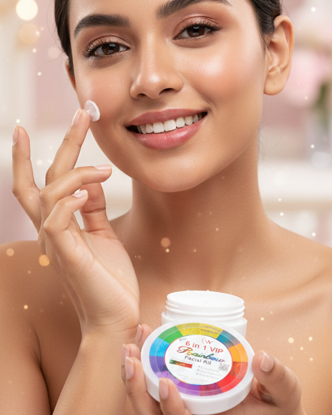 6 in 1 VIP Rainbow Facial Kit – Professional Skin Brightening & Glowing Formula (480ml)
