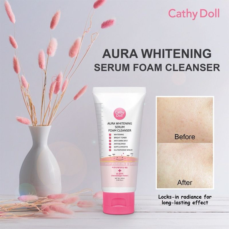 Cathy Doll Aura Whitening Serum Foam Cleanser | Brightening, Anti-Dark Spot & Anti-Blemish-100ml