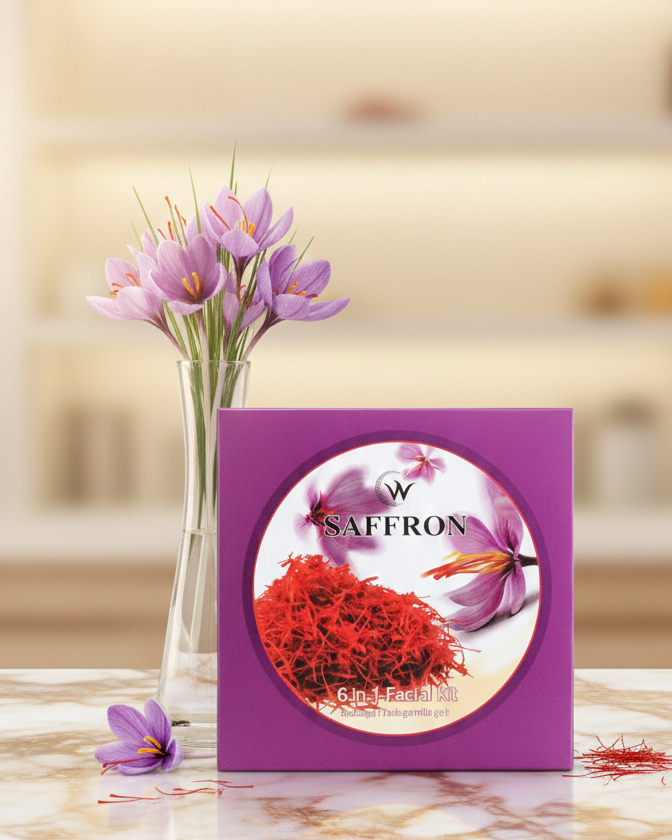 Saffron 6-in-1 Premium Facial Kit - For Instant Glow & Radiant Skin (Full Treatment Set)