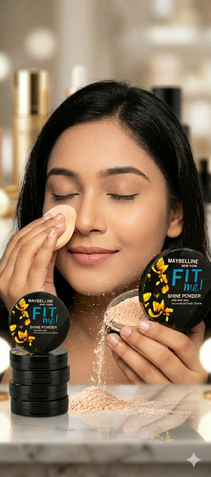 Maybelline New York Fit Me! Shine-Free Powder – Long-Lasting Matte Finish (Shade: Yellow/Natural)