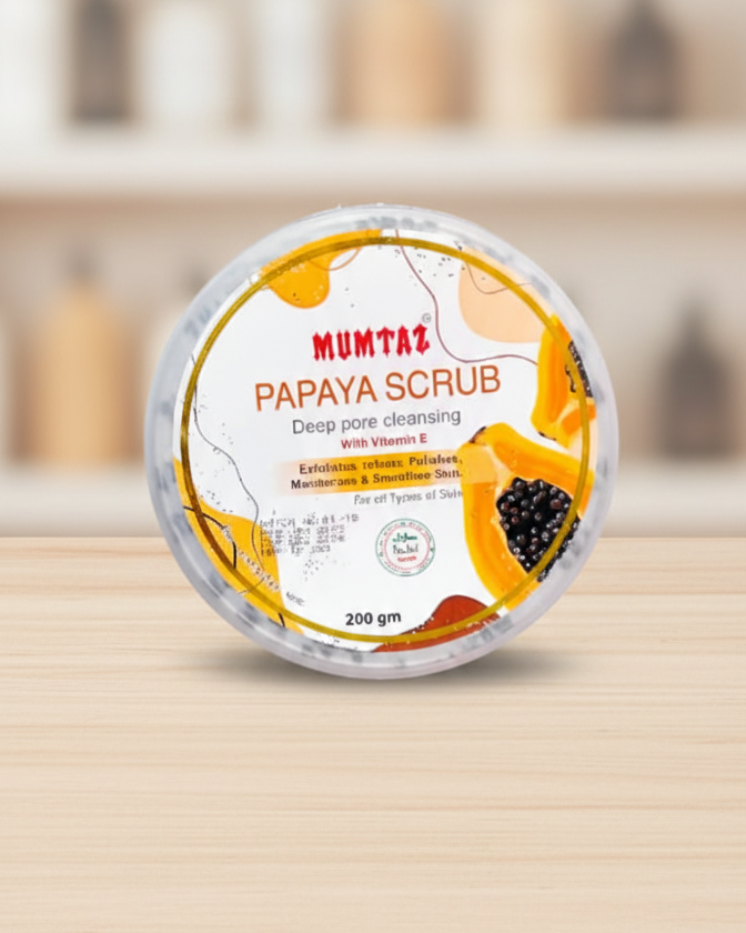 Mumtaz Papaya Scrub for Deep Pore Cleansing & Glowing Skin – 200gm