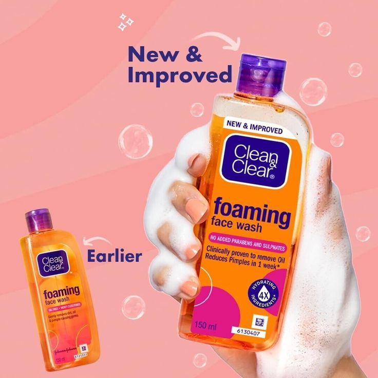 Clean & Clear Foaming Face Wash | Oil-Free & Pimple-Causing Germs Removal | 100ml