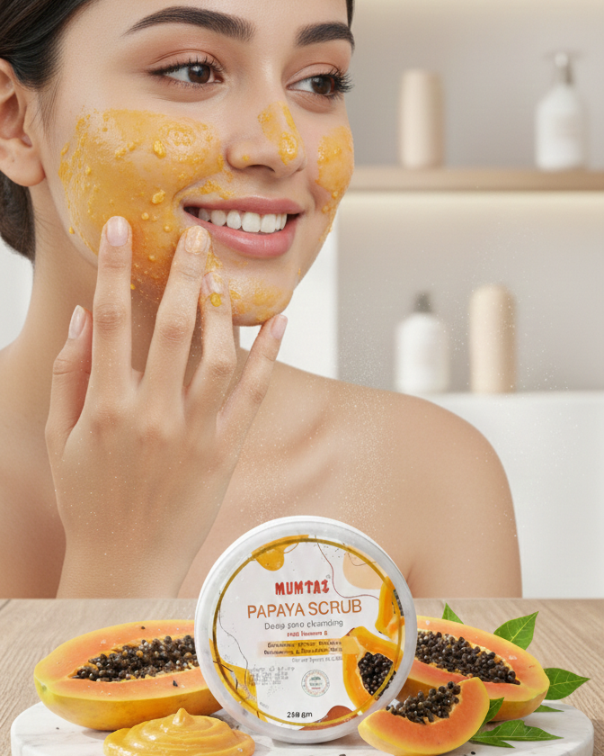 Mumtaz Papaya Scrub for Deep Pore Cleansing & Glowing Skin – 200gm