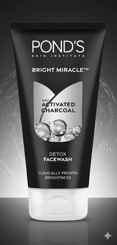 Pond's Bright Miracle Detox Facewash with Activated Charcoal-100g