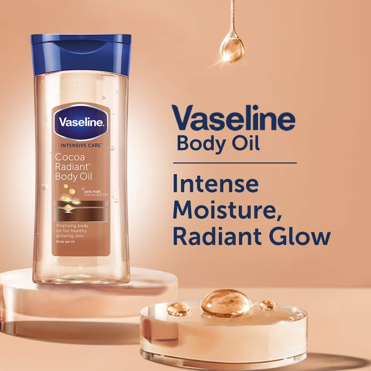 Vaseline Intensive Care Cocoa Radiant Body Oil - 100% Pure Cocoa Butter - 6.8 fl oz (200ml