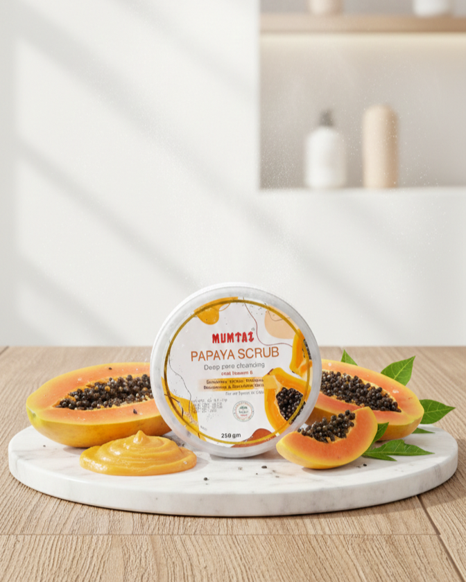 Mumtaz Papaya Scrub for Deep Pore Cleansing & Glowing Skin – 200gm