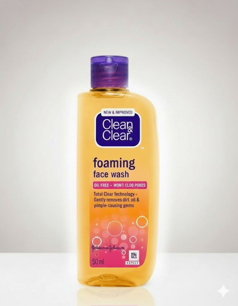 Clean & Clear Foaming Face Wash | Oil-Free & Pimple-Causing Germs Removal | 50ml