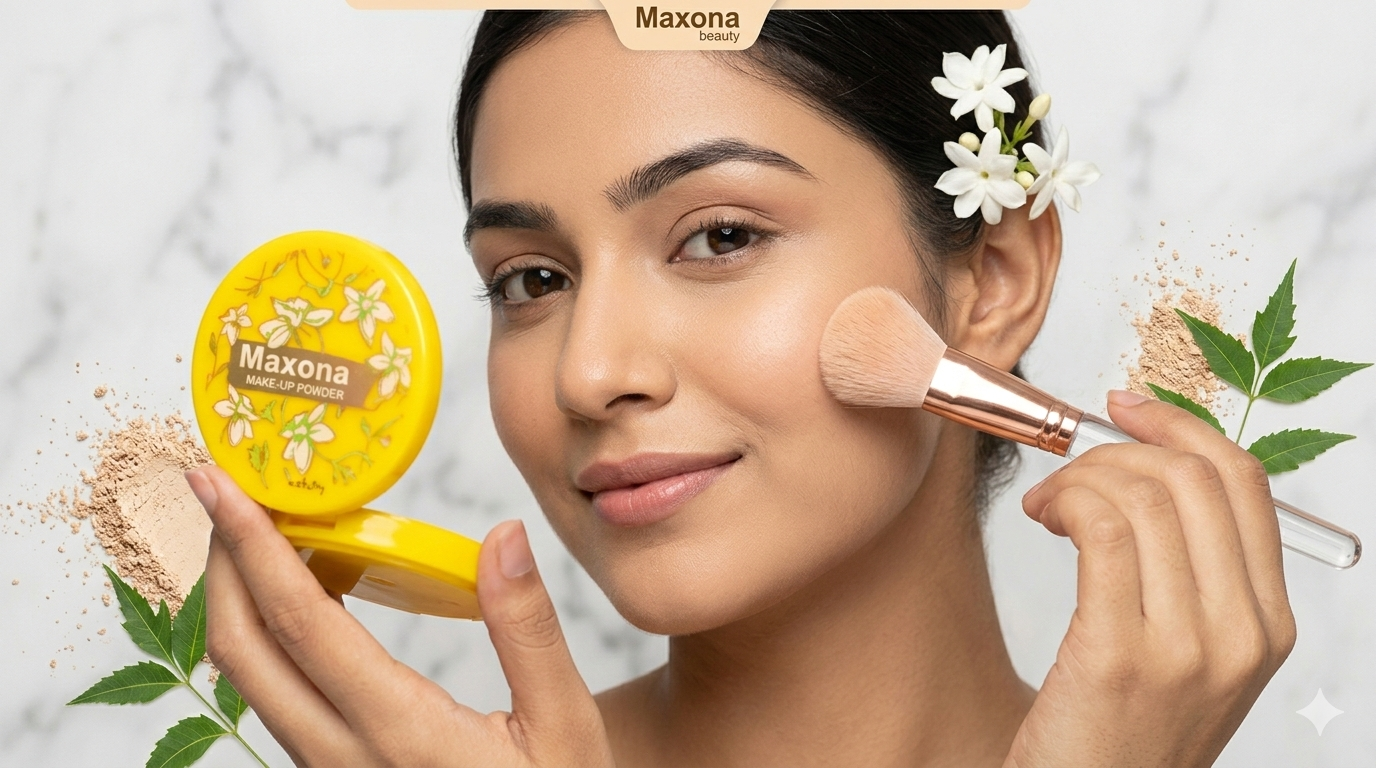 Maxona Natural Glow Face & Compact Powder – Flawless Finish (15g)