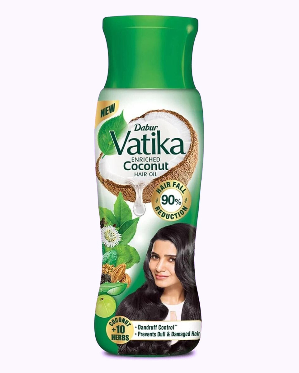 Dabur Vatika Enriched Coconut Hair Oil with 10 Vital Herbs - Control Hair Fall & Dandruff-150ml