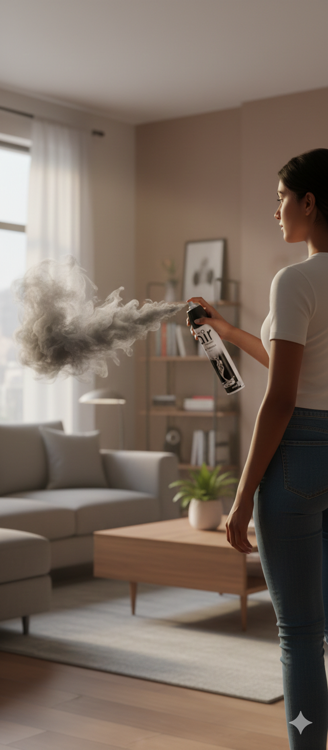 Fresco Air Freshener - Anti Tobacco Black (300ml) | Instant Odor Neutralizer