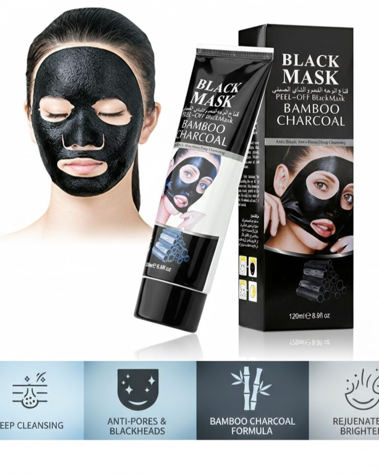 Bamboo Charcoal Peel-Off Black Mask - Deep Pore Cleansing & Blackhead Remover (120ml)